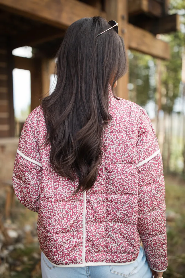Set Me Free Berry Floral Quilted Jacket FINAL SALE sold by Pink Lily product image thumbnail 5