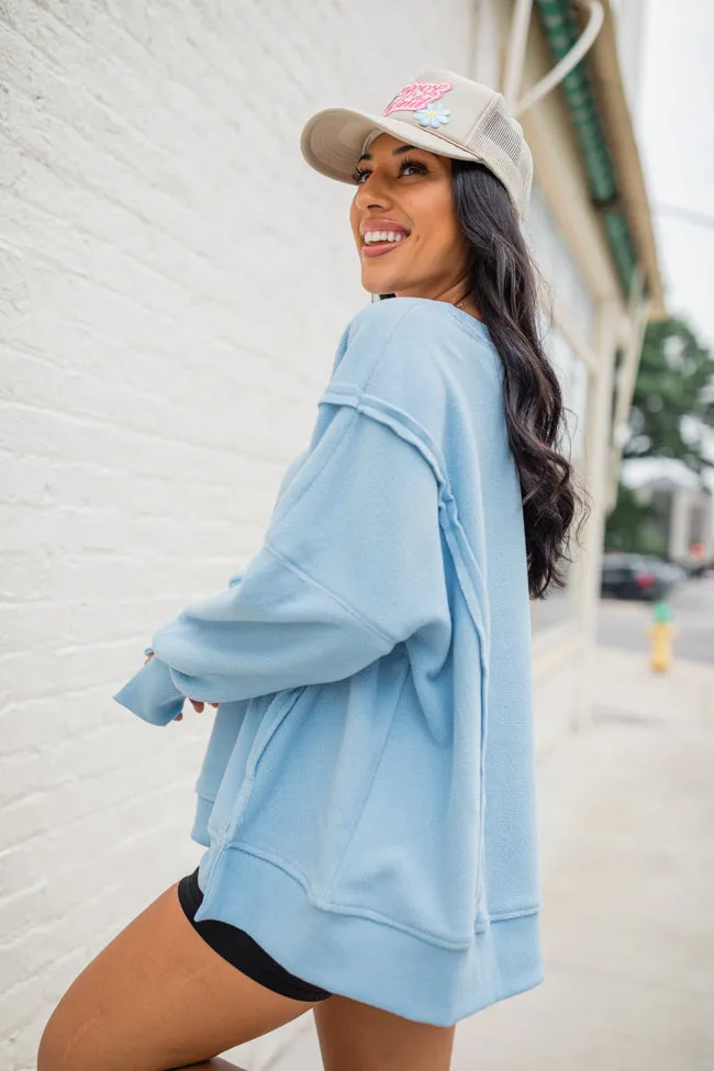 Scouted Out Blue Oversized Fleece Sweatshirt FINAL SALE sold by Pink Lily product image thumbnail 3