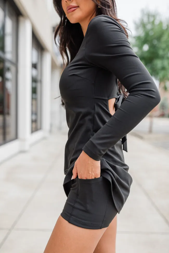 On The Rise Black Long Sleeve Open Back Active Dress FINAL SALE sold by Pink Lily product image thumbnail 5