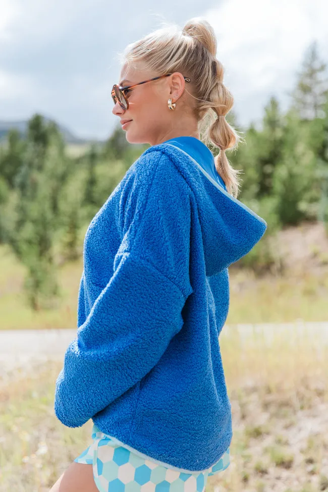 My Go To Blue Sherpa Quarter Zip Hooded Pullover sold by Pink Lily product image thumbnail 4