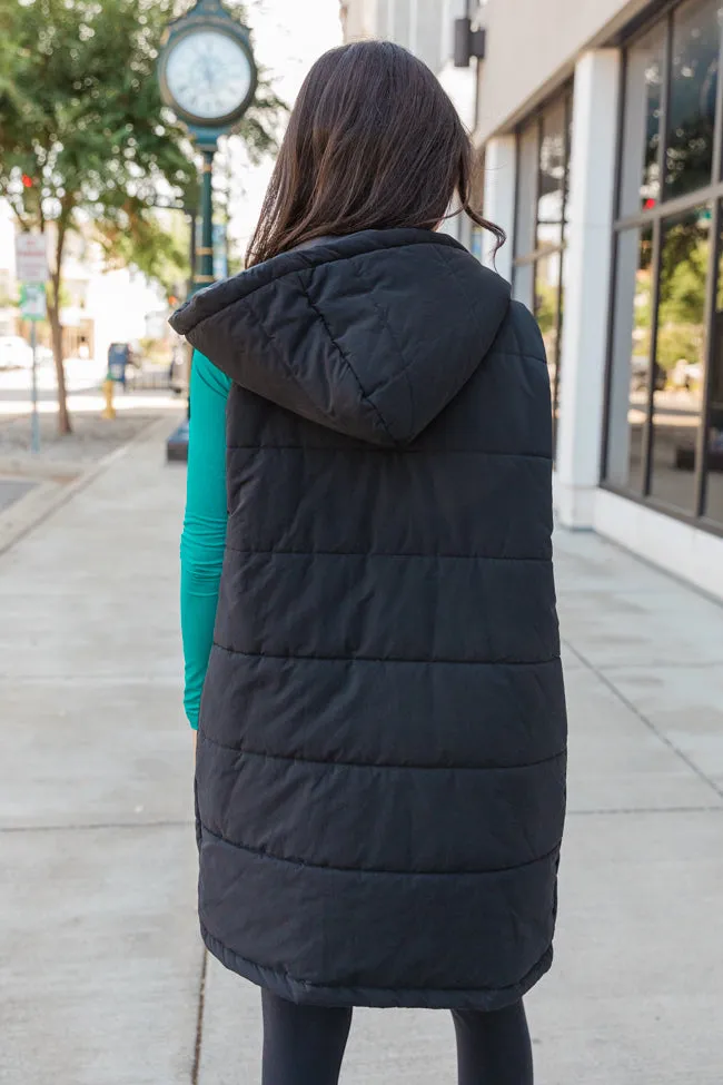 Up The Hill Black Midi Puffer Vest sold by Pink Lily product image thumbnail 4