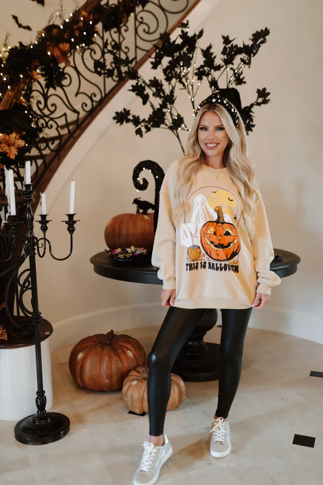 This Is Halloween Light Tan Oversized Graphic Sweatshirt Macy Blackwell X Pink Lily sold by Pink Lily product image thumbnail 2