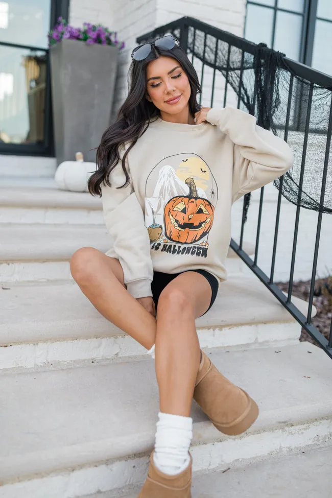 This Is Halloween Light Tan Oversized Graphic Sweatshirt Macy Blackwell X Pink Lily sold by Pink Lily product image thumbnail 4
