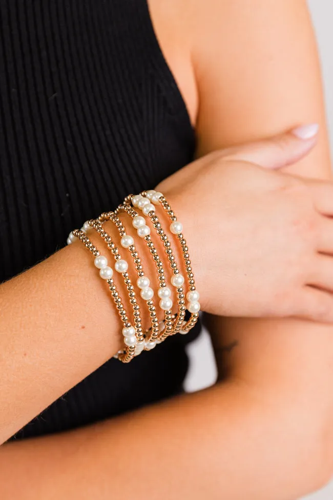 Pearl Stretch Beaded Set sold by Pink Lily