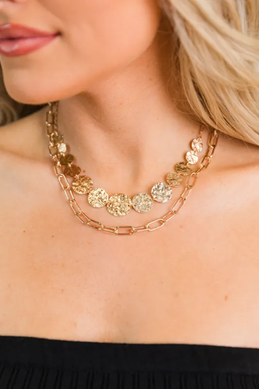 Brushed Disc Layering Necklace sold by Pink Lily