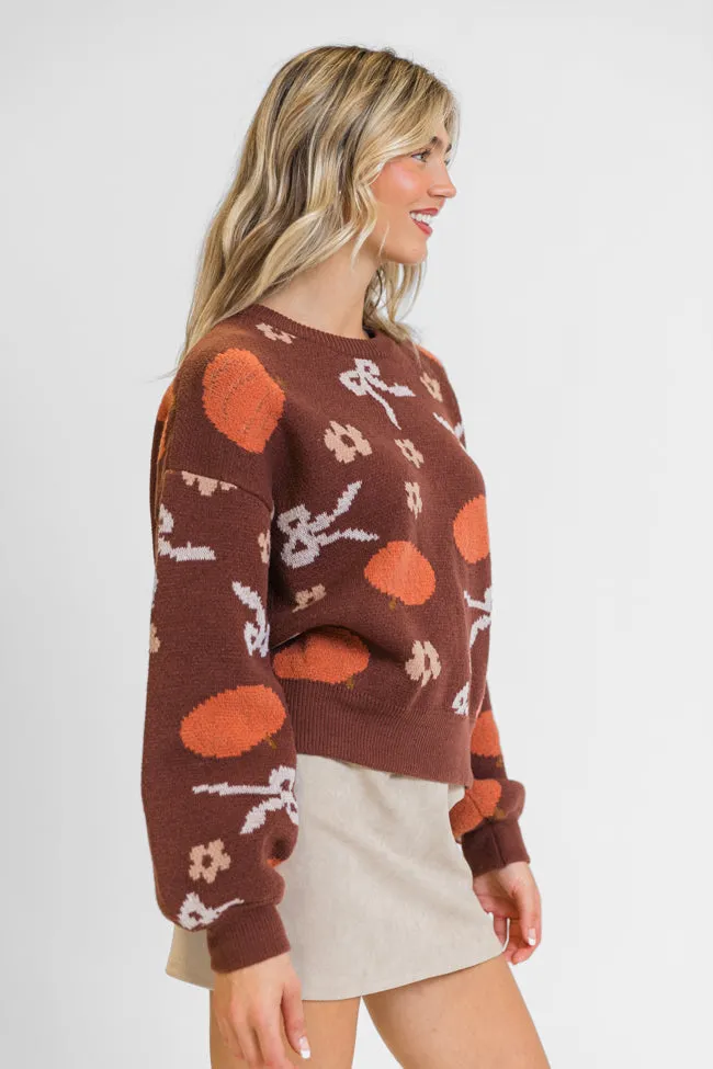 Pumpkin Spice Bliss Rust Bow Sweater FINAL SALE sold by Pink Lily product image thumbnail 4