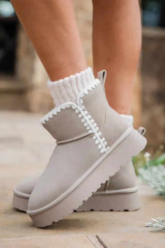 Helen Grey Embroidered Boots FINAL SALE sold by Pink Lily