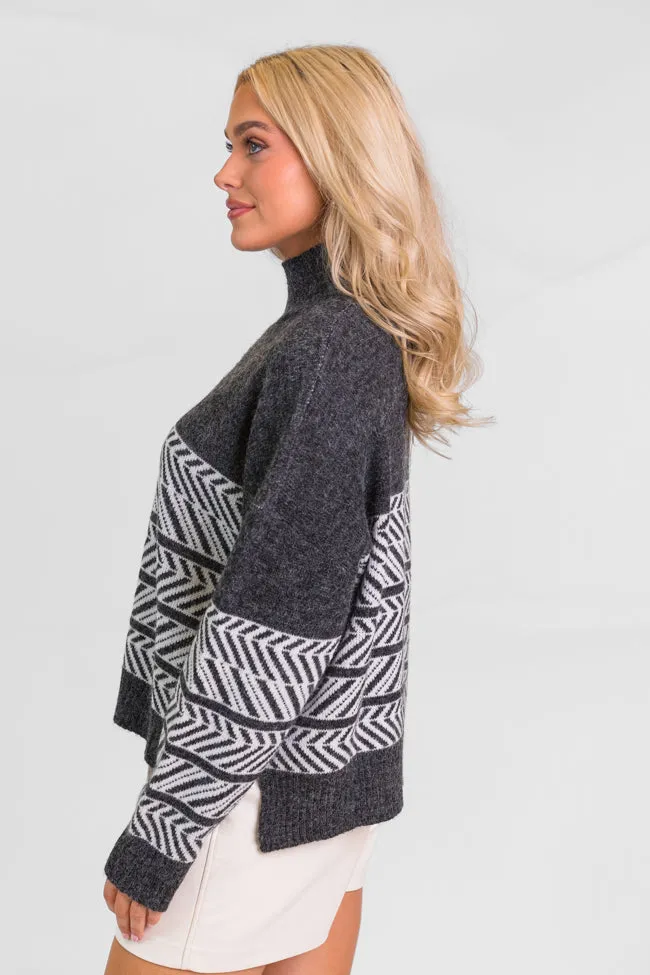 Back And Forth Charcoal Printed Mock Neck Sweater FINAL SALE sold by Pink Lily product image thumbnail 5