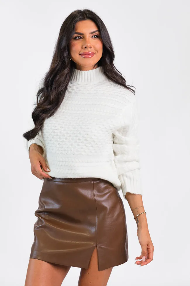 Fireside Moment Ivory Cable Knit Mock Neck Sweater FINAL SALE sold by Pink Lily