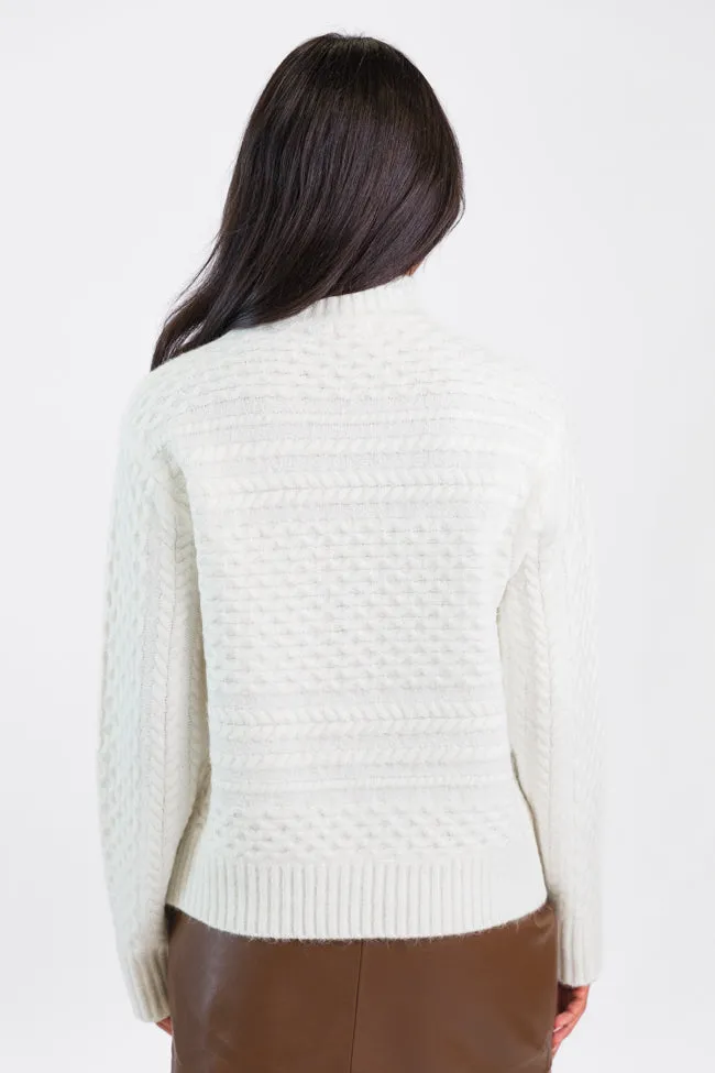 Fireside Moment Ivory Cable Knit Mock Neck Sweater FINAL SALE sold by Pink Lily product image thumbnail 5