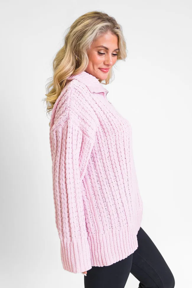 Forever Yours Pink Cable Knit Chenille Quarter Zip Sweater FINAL SALE sold by Pink Lily product image thumbnail 4