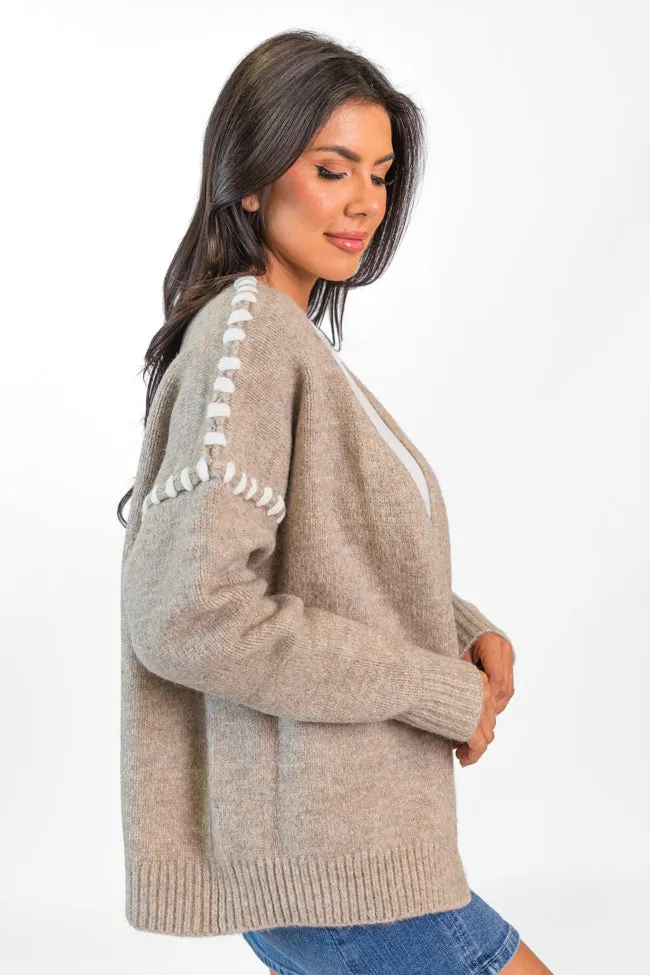 In Our Moment Taupe Stitch Detail Cardigan FINAL SALE sold by Pink Lily product image thumbnail 5