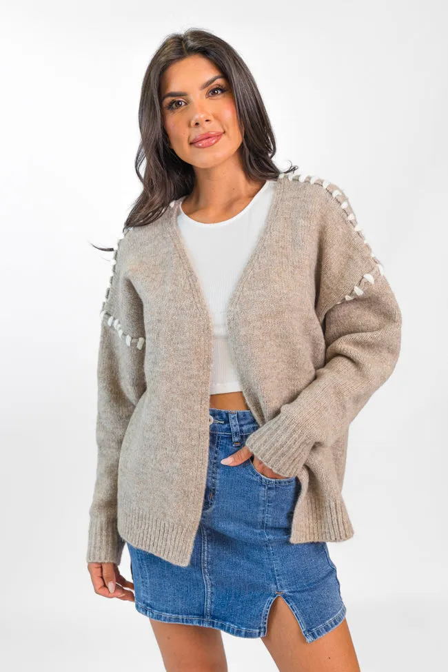 In Our Moment Taupe Stitch Detail Cardigan FINAL SALE sold by Pink Lily product image thumbnail 3