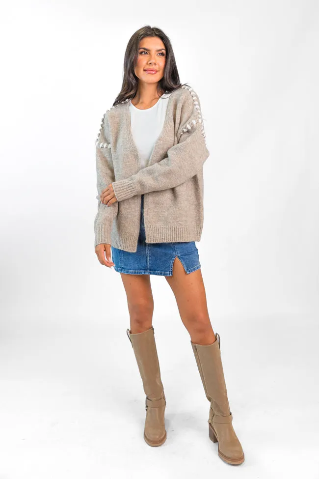 In Our Moment Taupe Stitch Detail Cardigan FINAL SALE sold by Pink Lily product image thumbnail 2