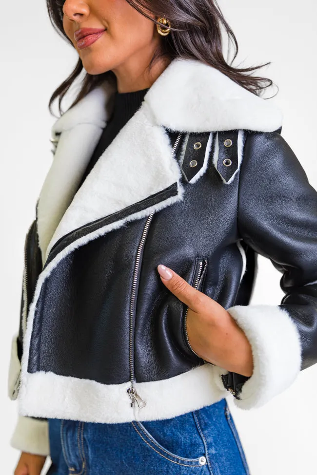 Night Rhythm Black Sherpa Trim Jacket FINAL SALE sold by Pink Lily product image thumbnail 4