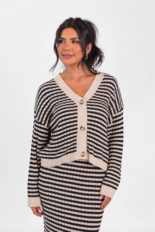 Believe In Me Cream and Black Button Front Striped Cardigan FINAL SALE sold by Pink Lily product image thumbnail 2
