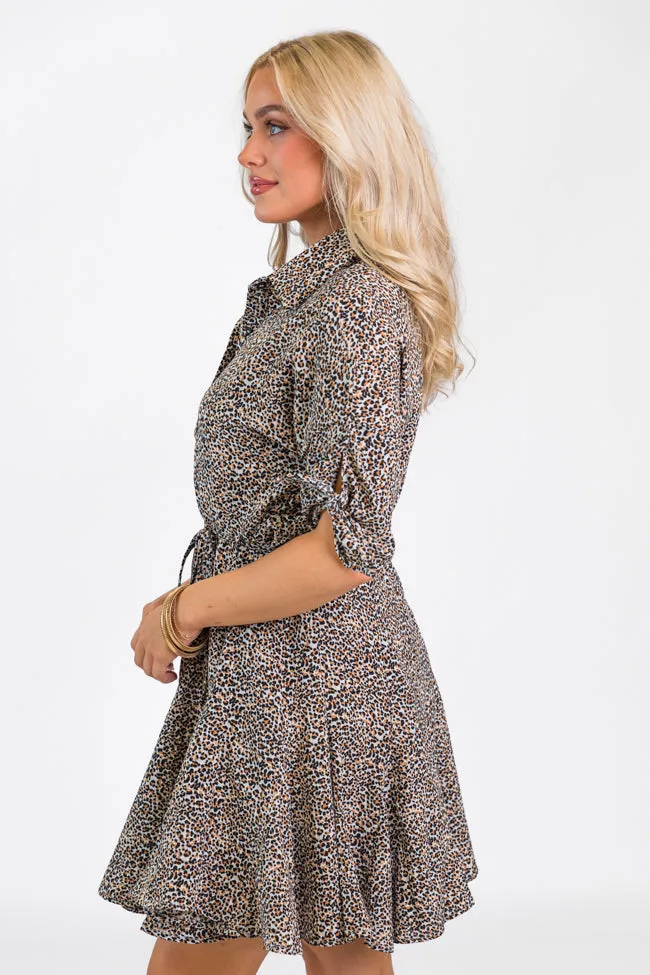 Wild As They Come Cream and Black Leopard Print 3/4 Sleeve Mini Dress FINAL SALE sold by Pink Lily product image thumbnail 3