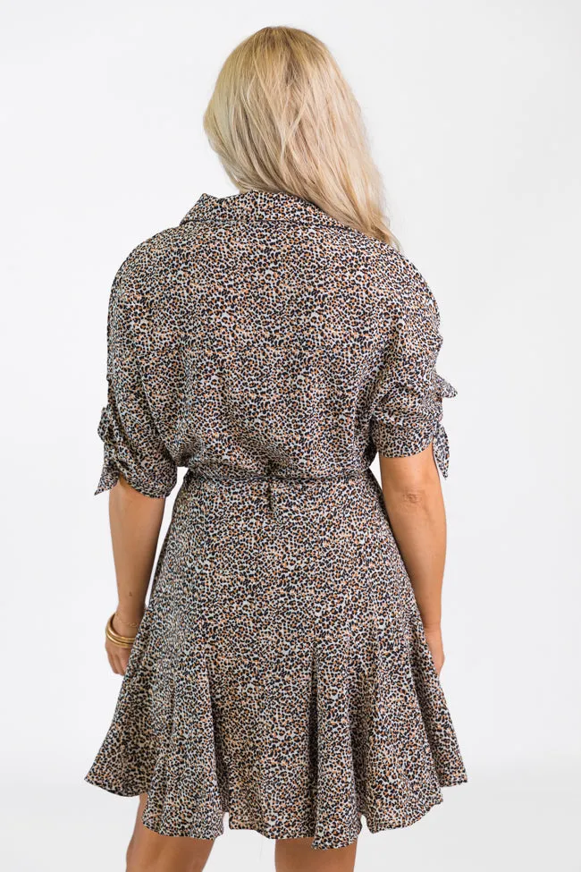 Wild As They Come Cream and Black Leopard Print 3/4 Sleeve Mini Dress FINAL SALE sold by Pink Lily product image thumbnail 5