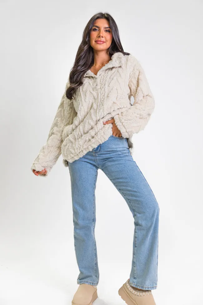 Take The Leap Beige Cable Detail Sherpa Pullover SALE sold by Pink Lily product image thumbnail 2