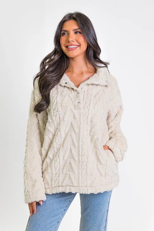 Take The Leap Beige Cable Detail Sherpa Pullover SALE sold by Pink Lily product image thumbnail 3