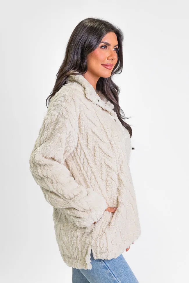 Take The Leap Beige Cable Detail Sherpa Pullover SALE sold by Pink Lily product image thumbnail 4