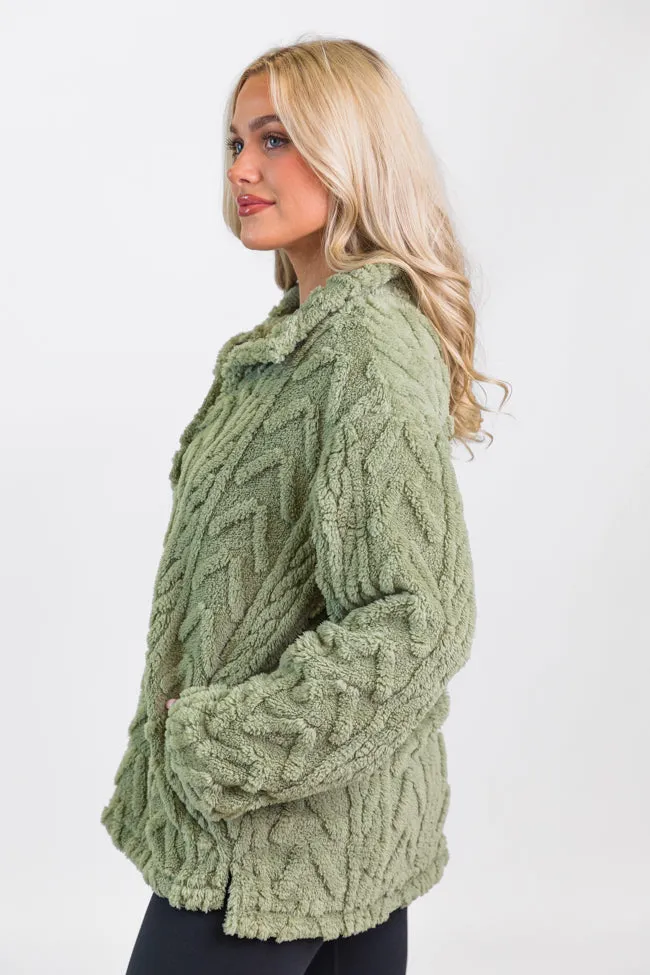 Take The Leap Olive Cable Detail Sherpa Pullover FINAL SALE sold by Pink Lily product image thumbnail 4