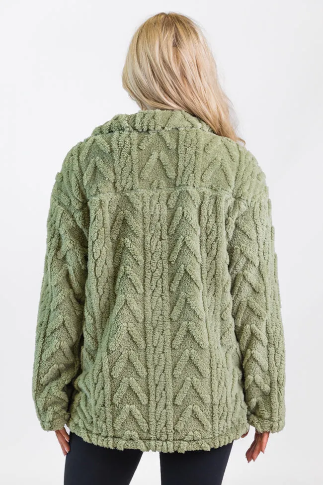 Take The Leap Olive Cable Detail Sherpa Pullover FINAL SALE sold by Pink Lily product image thumbnail 5