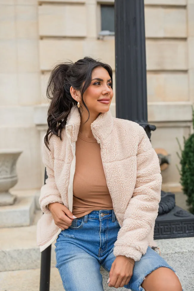 High Road Beige Sherpa Puffer Jacket FINAL SALE sold by Pink Lily