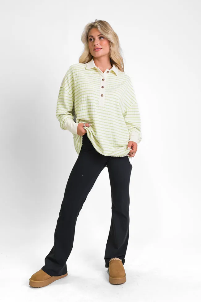 This Is The Life Lime Striped Collared Henley Oversized Knit Top FINAL SALE sold by Pink Lily