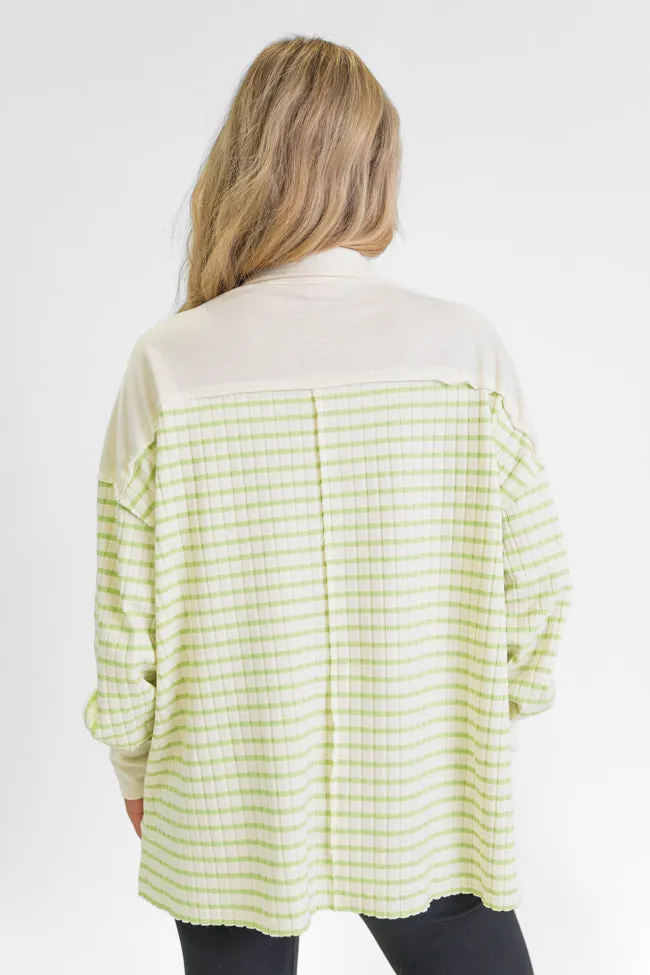 This Is The Life Lime Striped Collared Henley Oversized Knit Top FINAL SALE sold by Pink Lily product image thumbnail 4