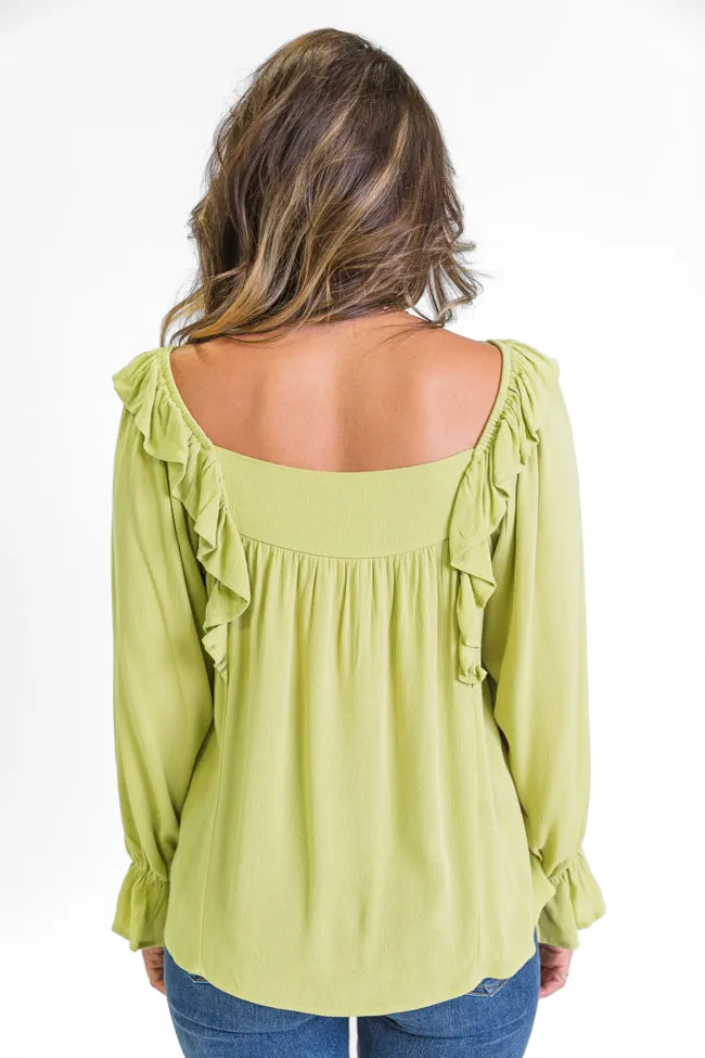 High Hopes Lime Ruffle Sleeve Square Neck Top FINAL SALE sold by Pink Lily product image thumbnail 4