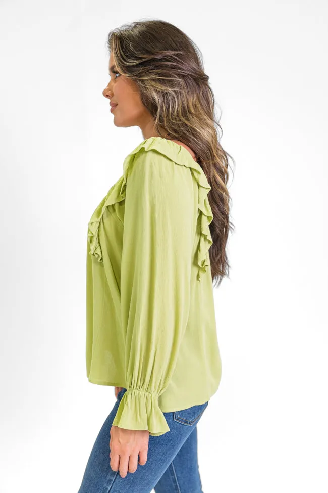 High Hopes Lime Ruffle Sleeve Square Neck Top FINAL SALE sold by Pink Lily product image thumbnail 3