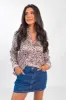 Not Kitten Satin Leopard Button Front Blouse FINAL SALE sold by Pink Lily