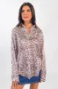 Not Kitten Satin Leopard Button Front Blouse FINAL SALE sold by Pink Lily