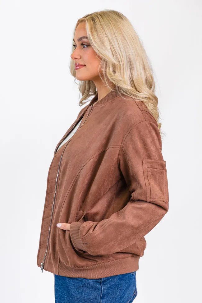 Believe In Me Brown Oversized Suede Bomber Jacket FINAL SALE sold by Pink Lily product image thumbnail 5