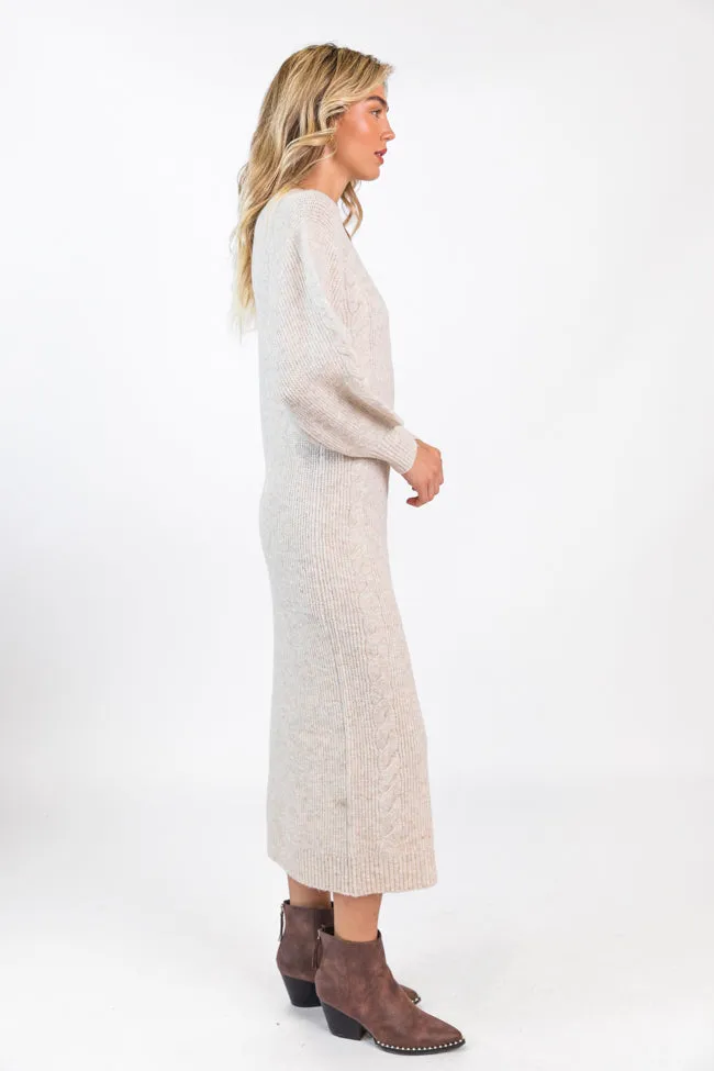 Stay On Your Mind Oatmeal Cable Knit Midi Dress FINAL SALE sold by Pink Lily product image thumbnail 5