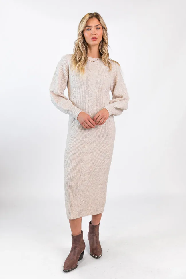 Stay On Your Mind Oatmeal Cable Knit Midi Dress FINAL SALE sold by Pink Lily product image thumbnail 3