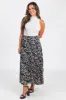 Pleats and Thank You Black Floral Maxi Skirt FINAL SALE sold by Pink Lily