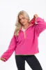 My Go To Pink and Green Sherpa Quarter Zip Hooded Pullover FINAL SALE sold by Pink Lily