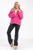 My Go To Pink and Green Sherpa Quarter Zip Hooded Pullover FINAL SALE sold by Pink Lily