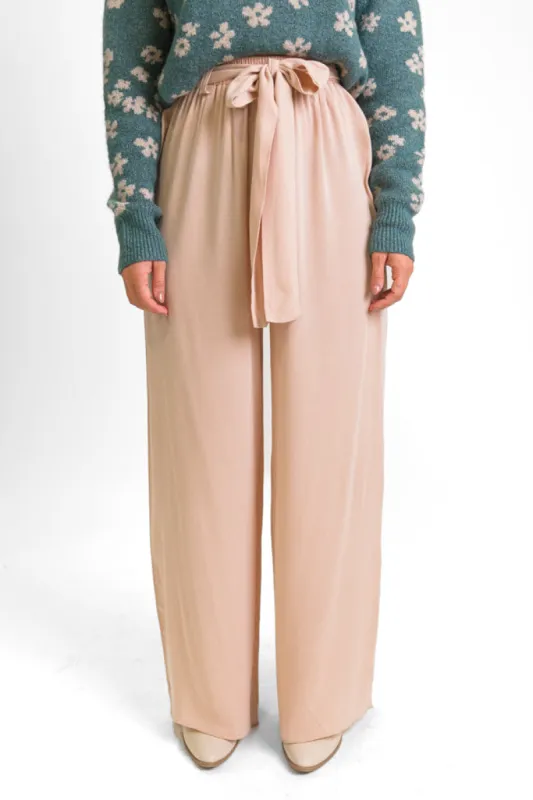From My Heart Beige Waist Tie Belt Pants FINAL SALE made by Pink Lily