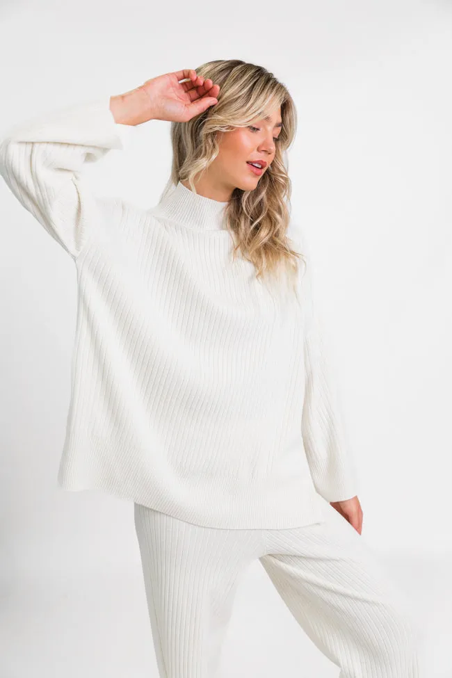 Good To Go Cream Mock Neck Ribbed Sweater FINAL SALE sold by Pink Lily