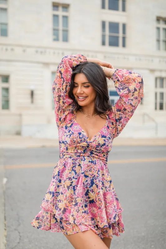 Give It Meaning Floral Long Sleeve Romper FINAL SALE sold by Pink Lily