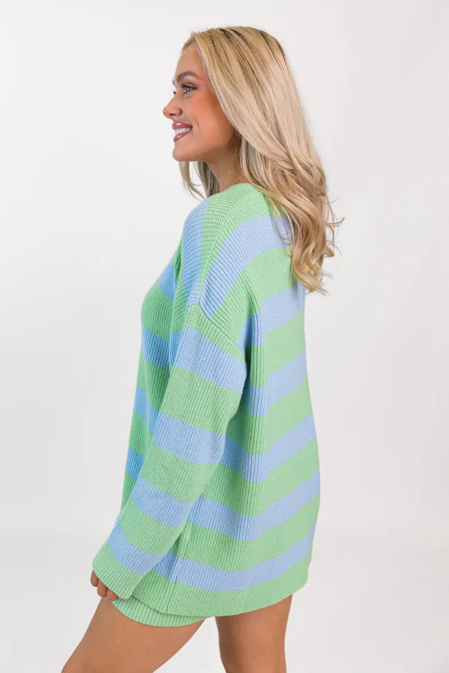 Sign Of The Times Blue and Green Striped Sweater Set sold by Pink Lily product image thumbnail 4