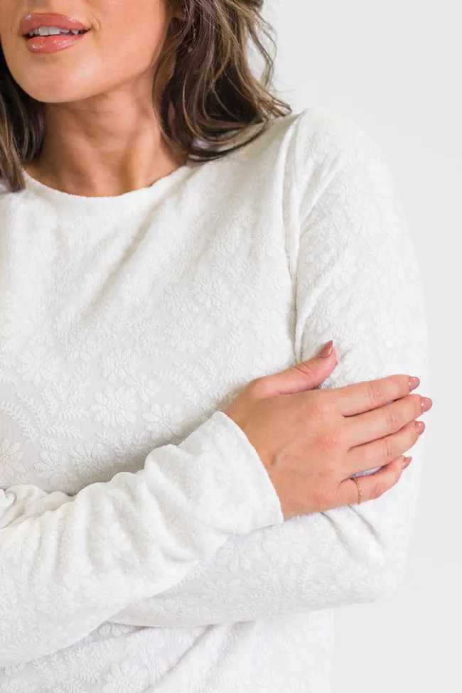 High Ambitions Ivory Floral Textured Knit Fitted Top FINAL SALE sold by Pink Lily product image thumbnail 3