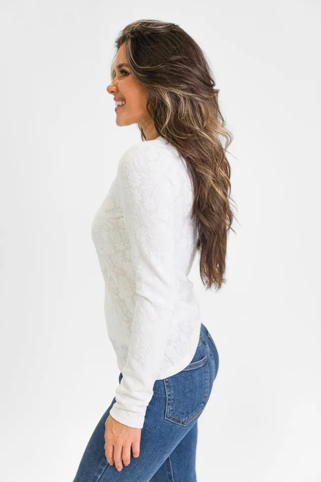 High Ambitions Ivory Floral Textured Knit Fitted Top FINAL SALE sold by Pink Lily product image thumbnail 5