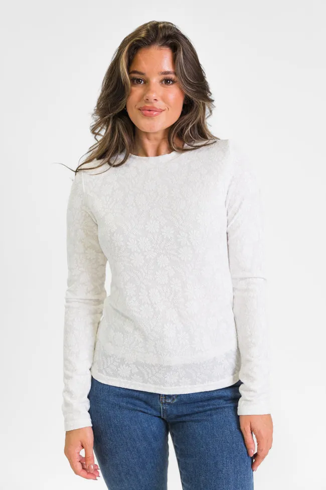 High Ambitions Ivory Floral Textured Knit Fitted Top FINAL SALE sold by Pink Lily product image thumbnail 4