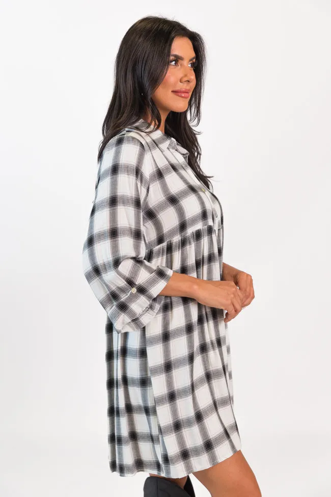 Let's Find Out Black And White Plaid Button Down Dress FINAL SALE sold by Pink Lily product image thumbnail 4