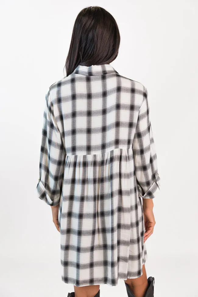 Let's Find Out Black And White Plaid Button Down Dress FINAL SALE sold by Pink Lily product image thumbnail 5