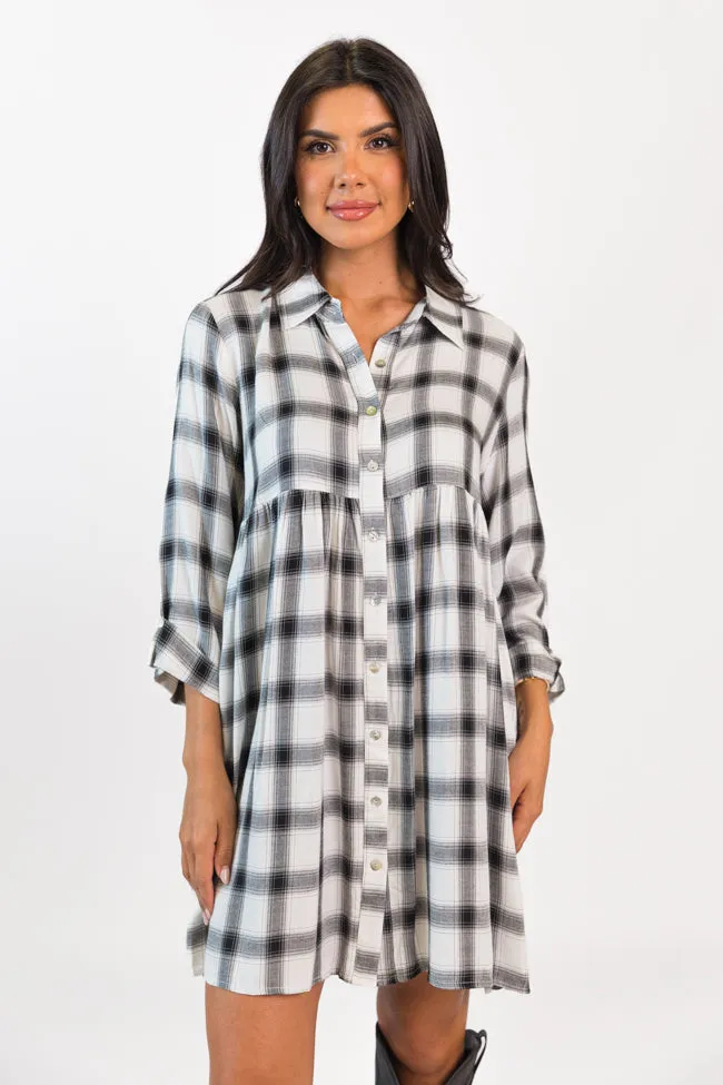 Let's Find Out Black And White Plaid Button Down Dress FINAL SALE sold by Pink Lily product image thumbnail 2